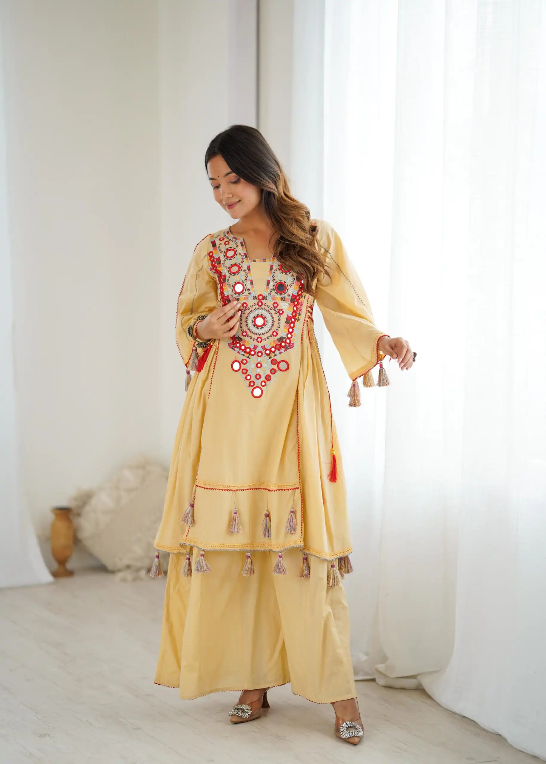 SRK 5286 Cream in Khadi Cotton Mirror Work & Embroidery Work Salwar Suit . Now at just ₹2099. Delivery 4-6 Working Days. Shop now. | Jump Suits, Salwar suit, Casual Suits, Creative suits, Designer Suits, Palazzo Suits, Party Wear Suits, Patiala Suits, Straight Suits