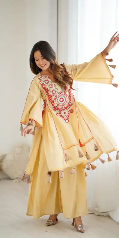 SRK 5286 Cream in Khadi Cotton Mirror Work & Embroidery Work Salwar Suit . Now at just βΉ2099. Delivery 4-6 Working Days. Shop now. | Jump Suits, Salwar suit, Casual Suits, Creative suits, Designer Suits, Palazzo Suits, Party Wear Suits, Patiala Suits, Straight Suits