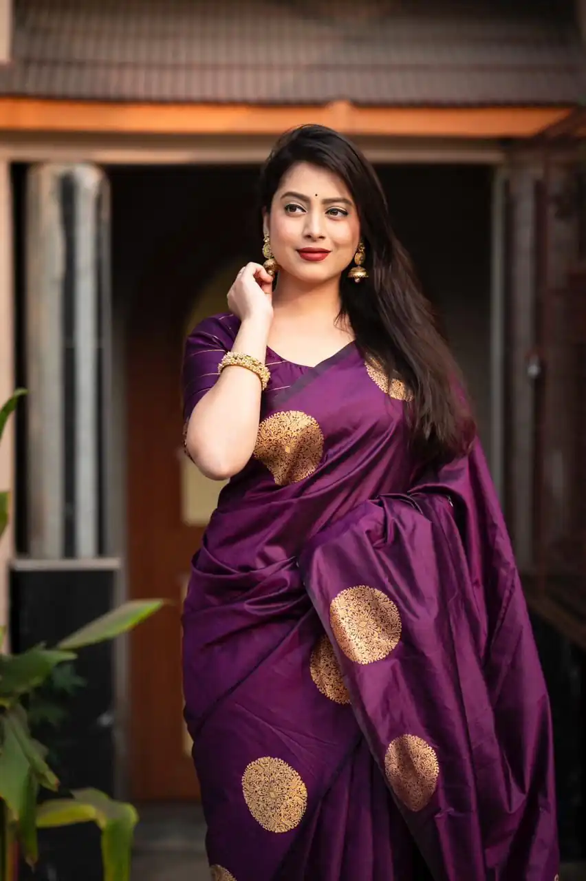 KP 5062 Dark Purple Color Soft Lichi Silk Jacquard On All Over Saree Casual, Party Wear, Wedding, Events Etc. Expected Delivery 4-6 Working Days @1299/- | Sarees, Bollywood Sarees, Creative Sarees, Designer Sarees, Embroidered Sarees, Ethnic Saree, Modern Digital sarees, Party Wear Sarees
