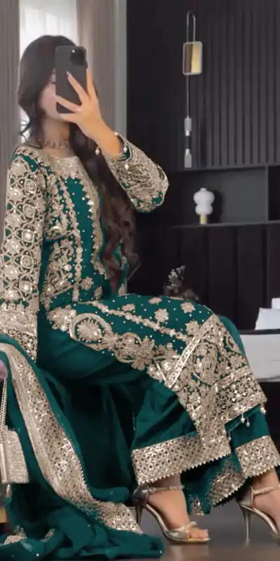 SR 1654 Maroon in Faux Georgette With Heavy Embroidery Sequence Work Wedding, Party, Festive, Events Special 4-6 Working Days At 2599/- Only | Jump Suits, Salwar suit, Casual Suits, Creative suits, Designer Suits, Palazzo Suits, Party Wear Suits, Patiala Suits, Straight Suits