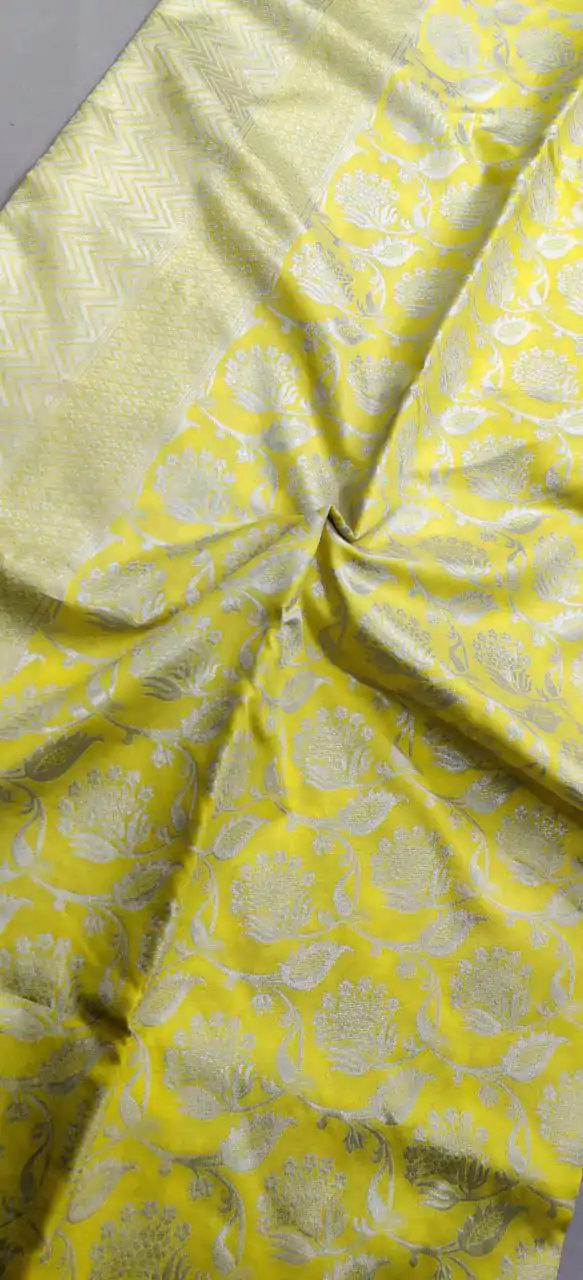 KP 1073 Light Yellow Soft Lichi Silk Saree Perfect for Wedding, Party, Sangeet, Ethnic Day, Festival Celebrations Get it for ₹1399. Delivery 4-6 Working Da | Sarees, Bollywood Sarees, Creative Sarees, Designer Sarees, Embroidered Sarees, Ethnic Saree, Modern Digital sarees, Party Wear Sarees