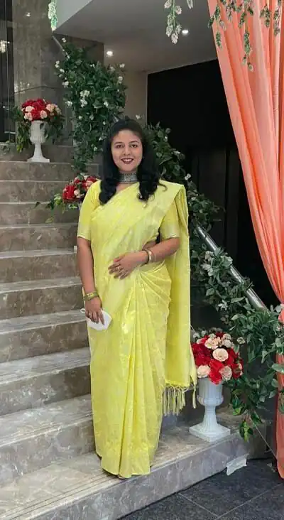 KP 1073 Light Yellow Soft Lichi Silk Saree Perfect for Wedding, Party, Sangeet, Ethnic Day, Festival Celebrations Get it for ₹1399. Delivery 4-6 Working Da | Sarees, Bollywood Sarees, Creative Sarees, Designer Sarees, Embroidered Sarees, Ethnic Saree, Modern Digital sarees, Party Wear Sarees