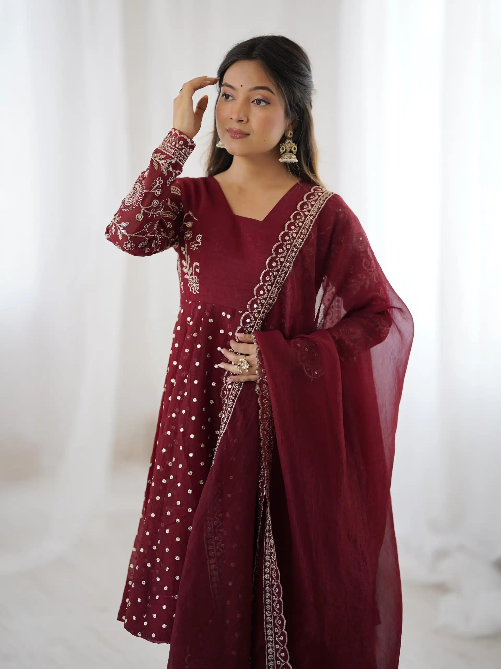 ZSR 3134 Maroon Crunchy Silk Salwar Suit Perfect for Wedding, Party, Sangeet, Anniversary, Housewarming Introductory Price ₹2399. Delivery 4-6 | Jump Suits, Salwar suit, Casual Suits, Creative suits, Designer Suits, Palazzo Suits, Party Wear Suits, Patiala Suits, Straight Suits