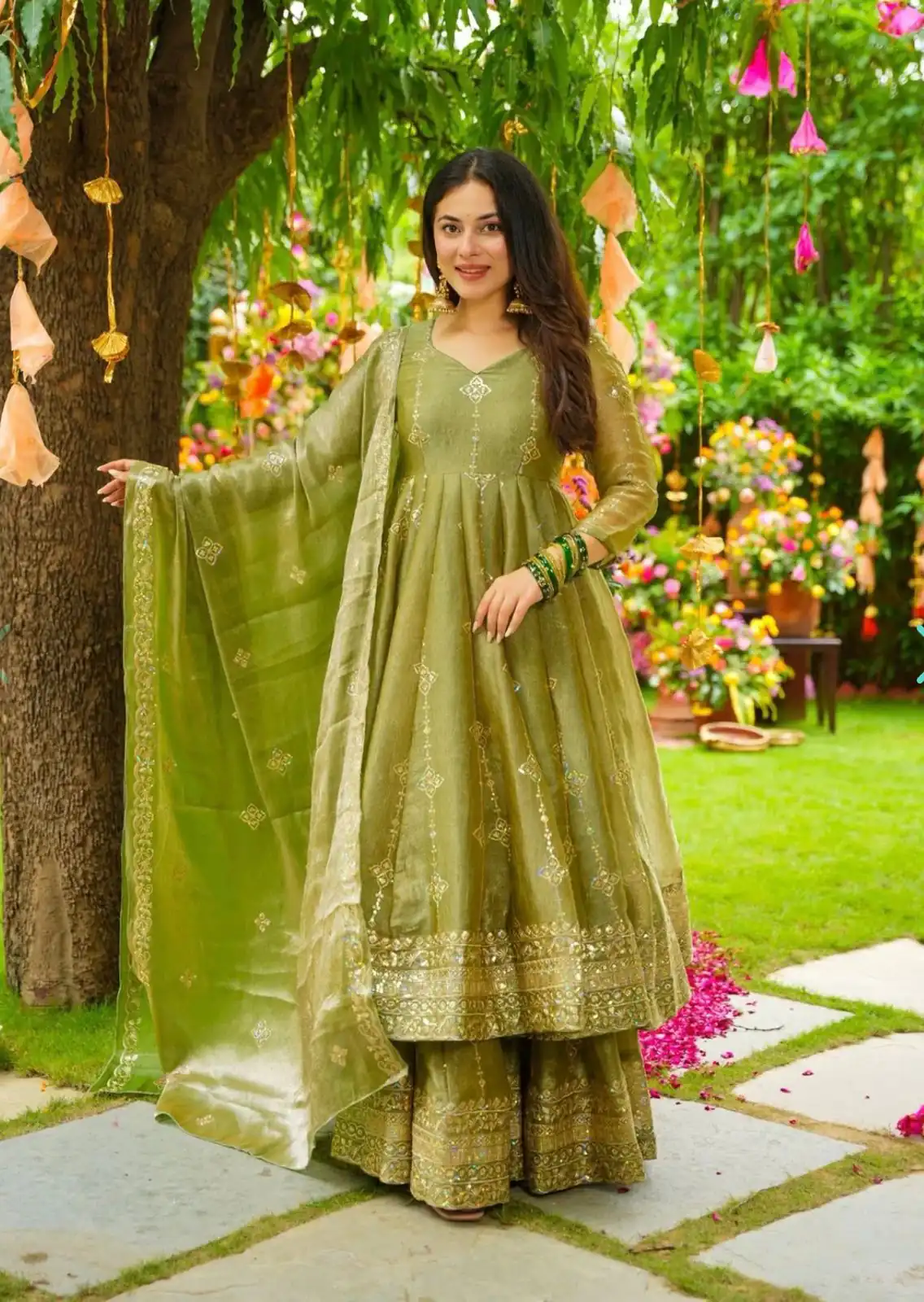 SSR 526 Mehandi Crunchy Silk With Heavy Embroidery Sequence Work With Fully Flair Salwar Suit Wedding, Party, Festive, Events, Now at just ₹2399. Delivery 4 | Jump Suits, Tops & Bottoms, Track Suits, Salwar suit, Casual Suits, Creative suits, Designer Suits, Palazzo Suits, Party Wear Suits, Patiala Suits, Straight Suits, Trendy Wear