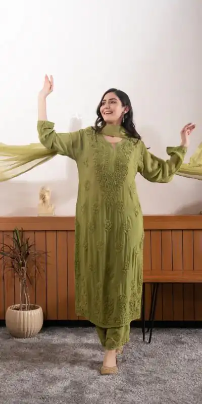 BE 394 Mehandi Georgette with Embroidery Work & Lace Work Salwar Suit . Available at βΉ1849 only. Delivery 4-6 Working Days. Shop now. | Jump Suits, Tops & Bottoms, Track Suits, Salwar suit, Casual Suits, Creative suits, Designer Suits, Palazzo Suits, Party Wear Suits, Patiala Suits, Straight Suits, Trendy Wear