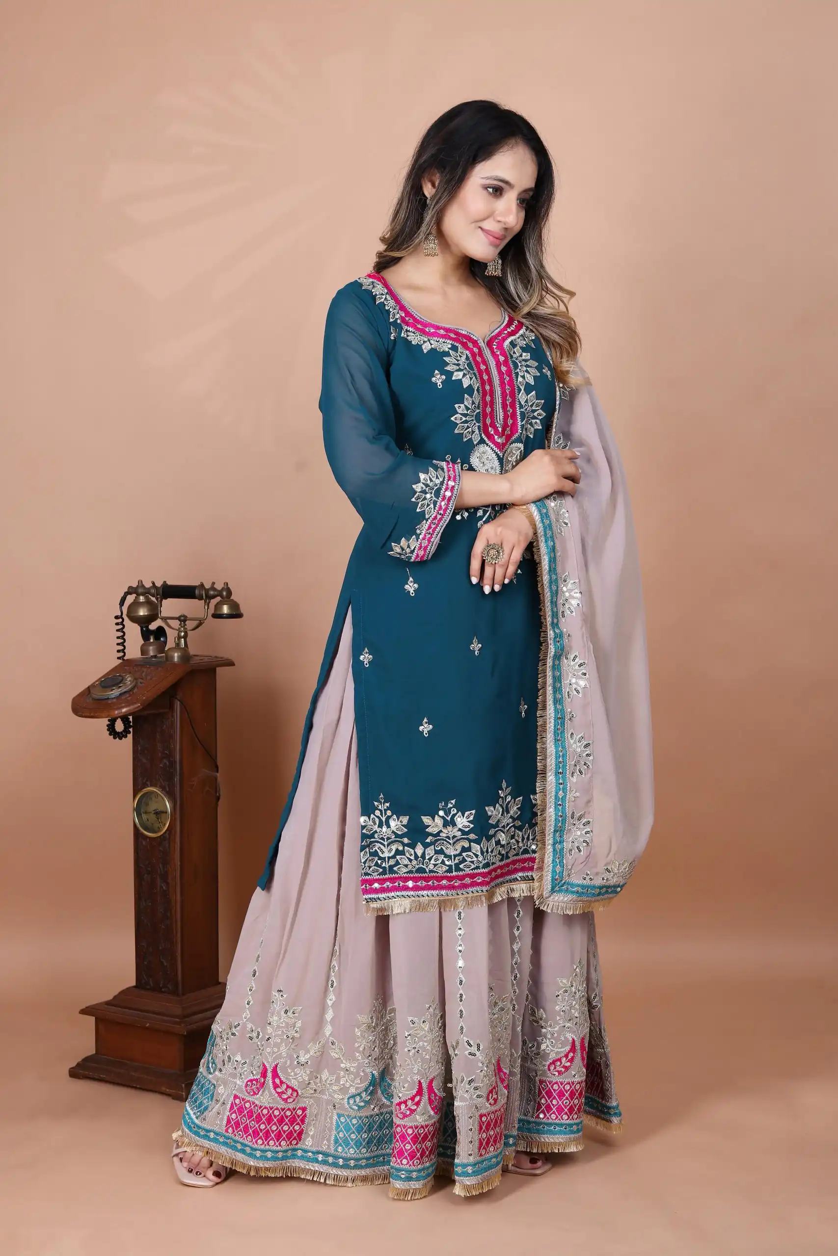 SRK 5260 Pink Faux Georgette With 5mm Embroidery Sequence Work Perfect for Wedding, Party, Karwa Chauth, Ethnic Day, Baisakhi Beast Price At 2149/- Only | Jump Suits, Salwar suit, Casual Suits, Creative suits, Designer Suits, Palazzo Suits, Party Wear Suits, Patiala Suits, Straight Suits