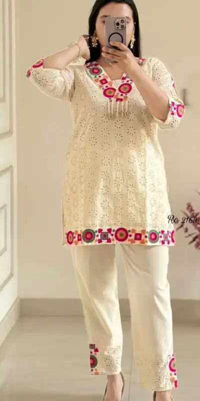 ZSR 3137 Off White Cotton With Embroidery Work & Thread Embroidery. Salwar Suit Introductory Price ₹1899. Delivery 4-6 Working Days. Shop now. | Jump Suits, Tops & Bottoms, Track Suits, Salwar suit, Casual Suits, Creative suits, Designer Suits, Palazzo Suits, Party Wear Suits, Patiala Suits, Straight Suits, Trendy Wear