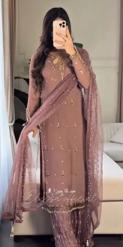 SRK 5264 Onion Georgette With Heavy Embroidery Sequence Work Salwar Suit Wedding, Party, Festive, Events, 4-6 Working Days Only 2049 | Jump Suits, Tops & Bottoms, Track Suits, Salwar suit, Casual Suits, Creative suits, Designer Suits, Palazzo Suits, Party Wear Suits, Patiala Suits, Straight Suits, Trendy Wear