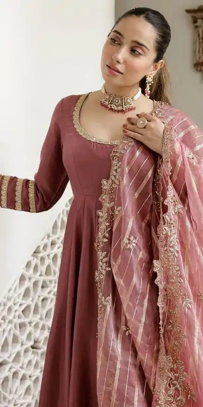 NSR 871 Onion Roman Simmer Silk With Fecny Sleeve with Lace Work & Embroidery Work Gown. Festive Deal ₹2999. Delivery 4-6 Working Days. Shop now. | Gowns, Bollywood Gowns, Creative Gowns, Designer Gowns, Embroidered Gowns, Party Wear Gowns