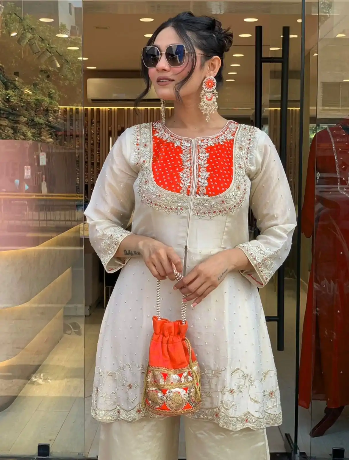 SRK 5277 Orange Mal Cotton With Embroidery Work & Bead Work Salwar Suit . Affordable Price ₹1799. Delivery 4-6 Working Days. Shop now. | Jump Suits, Salwar suit, Casual Suits, Creative suits, Designer Suits, Palazzo Suits, Party Wear Suits, Patiala Suits, Straight Suits