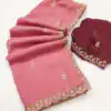 BT 1267 Peach in Crunchy Chiffon Embroidery Work Saree . Wedding, Party, Festive, Events, Exclusive Offer ₹1749. Delivery 4-6 Working Days. Shop now. | Sarees, Bollywood Sarees, Creative Sarees, Designer Sarees, Embroidered Sarees, Ethnic Saree, Modern Digital sarees, Party Wear Sarees