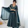 SRK 5293 Peacock Blue With Crunchy Silk With Fully Flair with Lace Work & Embroidery Work Anarkali Gown . Introductory Price ₹2149. Delivery 4-6 Worki | Gowns, Bollywood Gowns, Creative Gowns, Designer Gowns, Embroidered Gowns, Party Wear Gowns