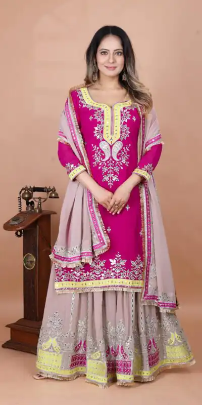 SRK 5260 Pink Faux Georgette With 5mm Embroidery Sequence Work Perfect for Wedding, Party, Karwa Chauth, Ethnic Day, Baisakhi Beast Price At 2149/- Only | Jump Suits, Salwar suit, Casual Suits, Creative suits, Designer Suits, Palazzo Suits, Party Wear Suits, Patiala Suits, Straight Suits