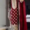 SR 1654 Maroon in Faux Georgette With Heavy Embroidery Sequence Work Wedding, Party, Festive, Events Special 4-6 Working Days At 2599/- Only | Jump Suits, Salwar suit, Casual Suits, Creative suits, Designer Suits, Palazzo Suits, Party Wear Suits, Patiala Suits, Straight Suits