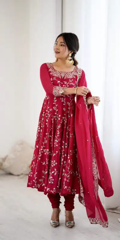 SRK 5299 Pink Faux Georgette With Sequence Work Perfect for Wedding, Party, Lohri, Temple Visit, Ganesh Chaturthi Festive, Events, 4-6 Working Days At 2149 | Gowns, Bollywood Gowns, Creative Gowns, Designer Gowns, Embroidered Gowns, Party Wear Gowns