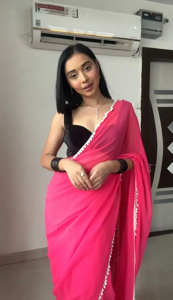 SC 239 Pink Georgette With Lace Work & Lace Border Saree . Wedding, Party, Festive, Events, Exclusive Offer ₹1599. Delivery 4-6 Working Days. Shop now. | Sarees, Bollywood Sarees, Creative Sarees, Designer Sarees, Embroidered Sarees, Ethnic Saree, Modern Digital sarees, Party Wear Sarees