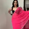 SC 239 Pink Georgette With Lace Work & Lace Border Saree . Wedding, Party, Festive, Events, Exclusive Offer ₹1599. Delivery 4-6 Working Days. Shop now. | Sarees, Bollywood Sarees, Creative Sarees, Designer Sarees, Embroidered Sarees, Ethnic Saree, Modern Digital sarees, Party Wear Sarees