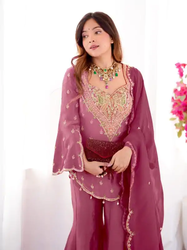 NSR 852 Pink Simar Silk With Embroidery Work with Full Sleeve Salwar Suit in . Now at just ₹2099. Delivery 4-6 Working Days. Shop n | Jump Suits, Salwar suit, Casual Suits, Creative suits, Designer Suits, Palazzo Suits, Party Wear Suits, Patiala Suits, Straight Suits