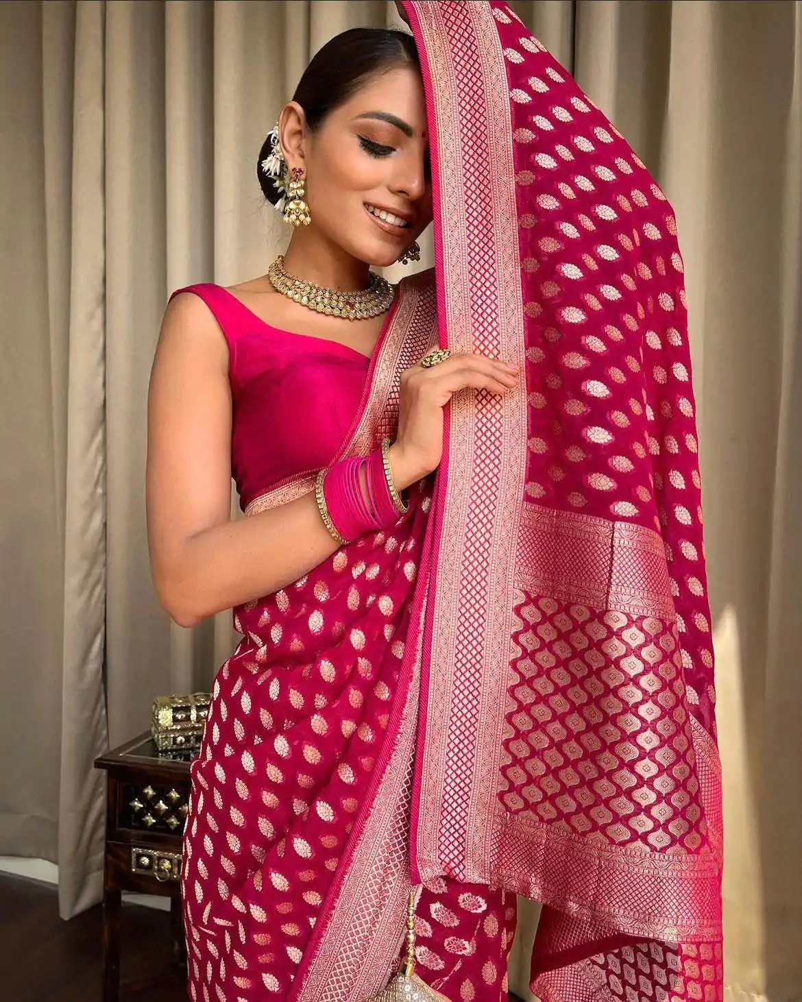 KP 5083 Pink Soft Lichi Silk Perfect for Wedding, Party, Family Gatherings, Sangeet, Diwali Cloth. Saree. Get it for ₹1399. Delivery 4-6 Working Days. | Sarees, Bollywood Sarees, Creative Sarees, Designer Sarees, Embroidered Sarees, Ethnic Saree, Modern Digital sarees, Party Wear Sarees