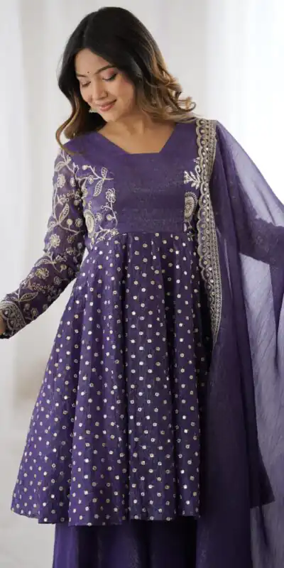 ZSR 3134 Purple Crunchy Silk Salwar Suit Perfect for Wedding, Party, Sangeet, Anniversary, Housewarming Introductory Price ₹2399. Delivery 4-6 | Jump Suits, Salwar suit, Casual Suits, Creative suits, Designer Suits, Palazzo Suits, Party Wear Suits, Patiala Suits, Straight Suits