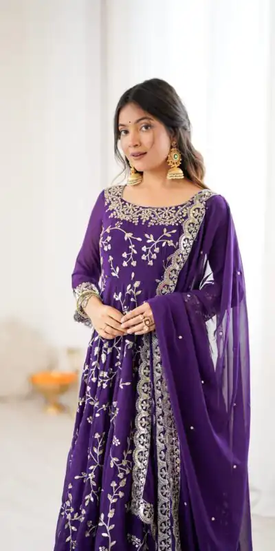 SRK 5299 Purple Georgette With Sequence Work Perfect for Wedding, Party, Lohri, Temple Visit, Ganesh Chaturthi Festive, Events, 4-6 Working Days At 2149 | Gowns, Bollywood Gowns, Creative Gowns, Designer Gowns, Embroidered Gowns, Party Wear Gowns