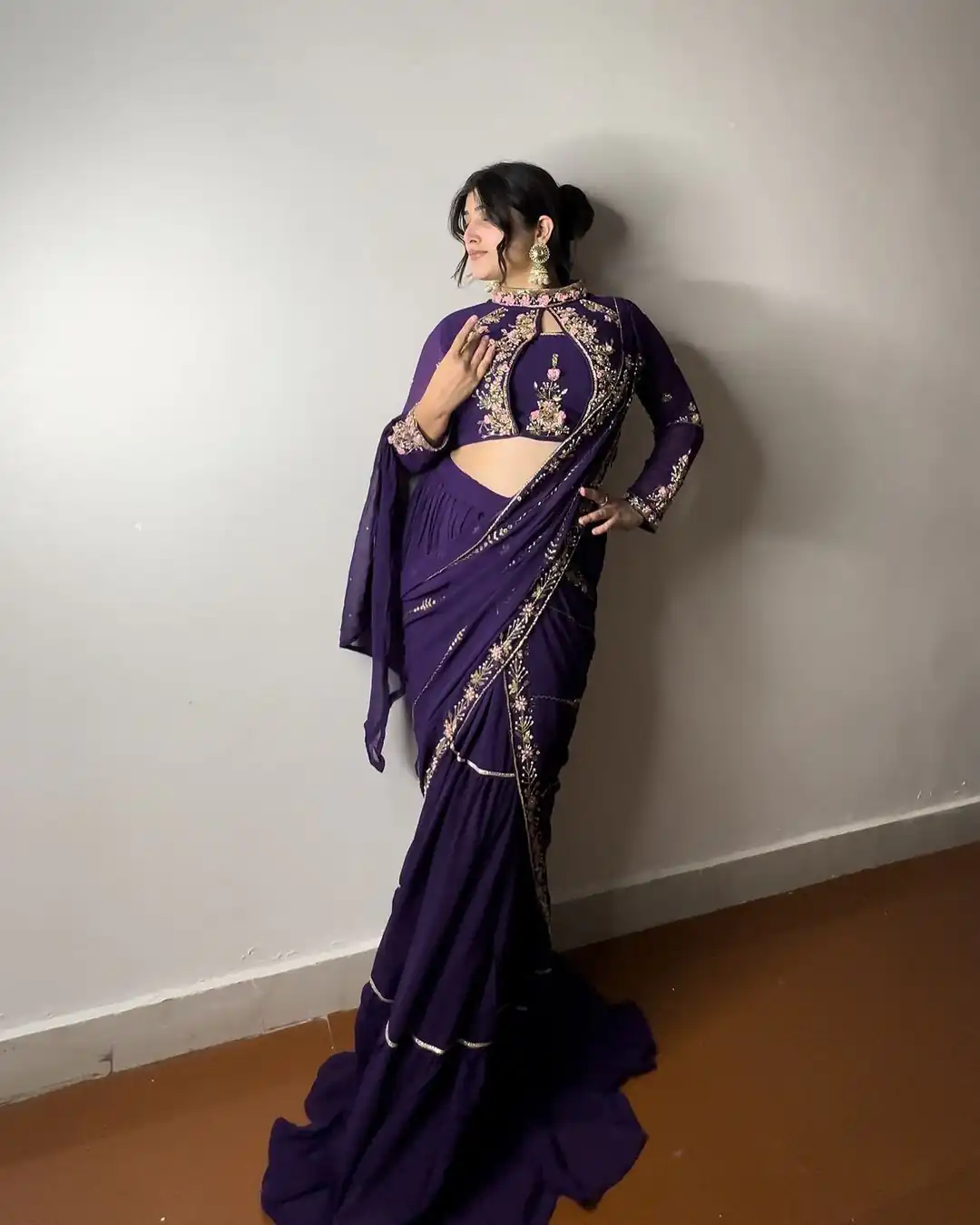 BE 280 Purple Georgette Lehenga Saree Perfect for Wedding, Party, Cultural Events, Housewarming, Ganesh Chaturthi . Affordable Price ₹2399. Delivery 4- | Lehenga, Bollywood Lehenga, Creative Lehenga, Designer Lehenga, Embroidered Lehenga, Party Wear Lehenga
