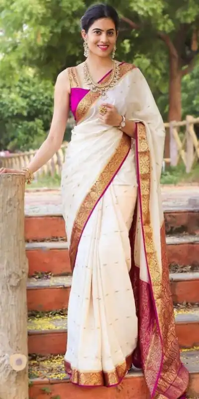 Purple Lichi Silk With Lace Jacquard Work Saree