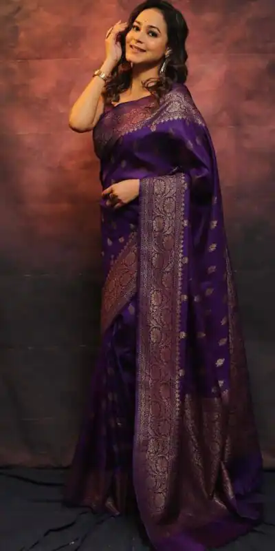 KP 6010 Purple Soft Lichi Silk Jacquard Saree Perfect for Wedding, Party, Traditional Day, Family Gatherings, Sangeet . Grab it for ₹1349. Delivery 4-6 W | Sarees, Bollywood Sarees, Creative Sarees, Designer Sarees, Embroidered Sarees, Ethnic Saree, Modern Digital sarees, Party Wear Sarees