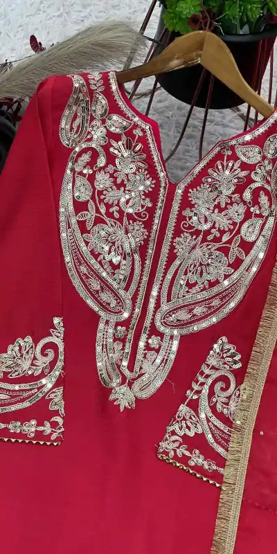 ZSR 3097 Red Pure Chinnon Silk With Embroidery Sequence Work With Full Sleeve Salwar Suit Wedding, Party, Festive, Events Exclusive Offer ₹1899. D | Jump Suits, Tops & Bottoms, Track Suits, Salwar suit, Casual Suits, Creative suits, Designer Suits, Palazzo Suits, Party Wear Suits, Patiala Suits, Straight Suits, Trendy Wear