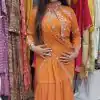 BE 280 Rust Georgette Lehenga Saree Perfect for Wedding, Party, Cultural Events, Housewarming, Ganesh Chaturthi . Affordable Price ₹2399. Delivery 4- | Lehenga, Bollywood Lehenga, Creative Lehenga, Designer Lehenga, Embroidered Lehenga, Party Wear Lehenga