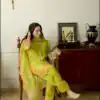 Sea Green Natural Crep Silk Sequence Work Salwar Suit
