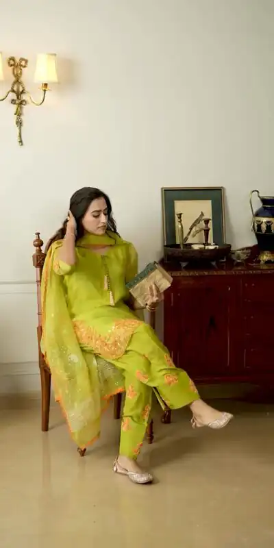 Sea Green Natural Crep Silk Sequence Work Salwar Suit