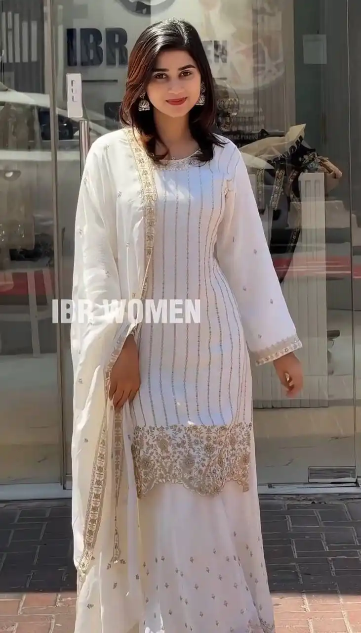 White Fox Georgette Thread Work Salwar Suit