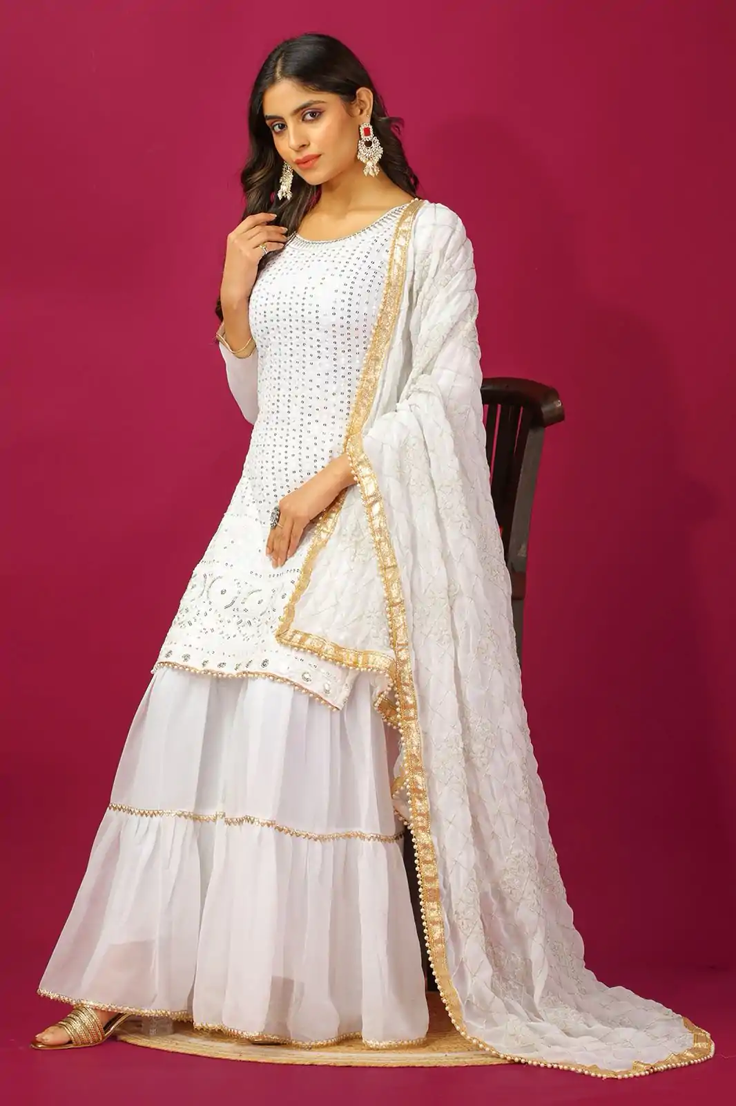 SR 1671 White Georgette Salwar Suit Perfect for Wedding, Party, Cultural Events, Temple Visit, Lohri Now at just ₹1799. Delivery 4-6 Working Days. | Jump Suits, Tops & Bottoms, Track Suits, Salwar suit, Casual Suits, Creative suits, Designer Suits, Palazzo Suits, Party Wear Suits, Patiala Suits, Straight Suits, Trendy Wear