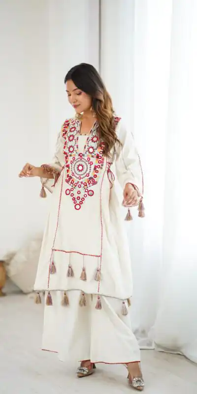 SRK 5286 White in Khadi Cotton Mirror Work & Embroidery Work Salwar Suit . Now at just ₹2099. Delivery 4-6 Working Days. Shop now. | Jump Suits, Salwar suit, Casual Suits, Creative suits, Designer Suits, Palazzo Suits, Party Wear Suits, Patiala Suits, Straight Suits