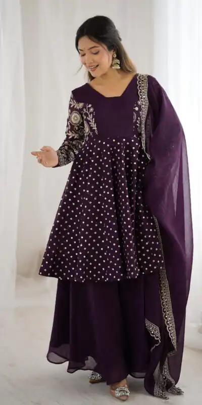 ZSR 3134 Wine Crunchy Silk Salwar Suit Perfect for Wedding, Party, Sangeet, Anniversary, Housewarming Introductory Price βΉ2399. Delivery 4-6 | Jump Suits, Salwar suit, Casual Suits, Creative suits, Designer Suits, Palazzo Suits, Party Wear Suits, Patiala Suits, Straight Suits