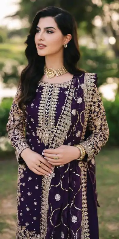 SRK 5238 Wine Faux Georgette With 5mm Embroidery Sequence Work with Beads Work Wedding, Party, Festive, Events, 4-6 Working Days At 2399 | Jump Suits, Salwar suit, Casual Suits, Creative suits, Designer Suits, Palazzo Suits, Party Wear Suits, Patiala Suits, Straight Suits