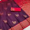 Wine Soft Silk Zari Lace Work Saree