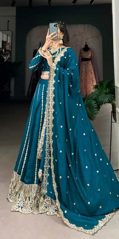 LNB 1418 Firozi Color Vichitra Silk Sequins and Thread Embroidery Work Lehenga Choli Wedding, Party, Festive, Events Etc. Delivery 4-6 Working Days Rs 2999 | Lehenga, Bollywood Lehenga, Creative Lehenga, Designer Lehenga, Embroidered Lehenga, Party Wear Lehenga