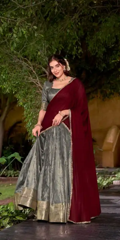 LNB 2026 Gray Color Dupion Silk Lehenga Choli With Zari Work.Wedding, Party, Festive, Events, Special Price ₹1999. Delivery 4-6 Working Days. Shop now. | Lehenga, Bollywood Lehenga, Creative Lehenga, Designer Lehenga, Embroidered Lehenga, Party Wear Lehenga