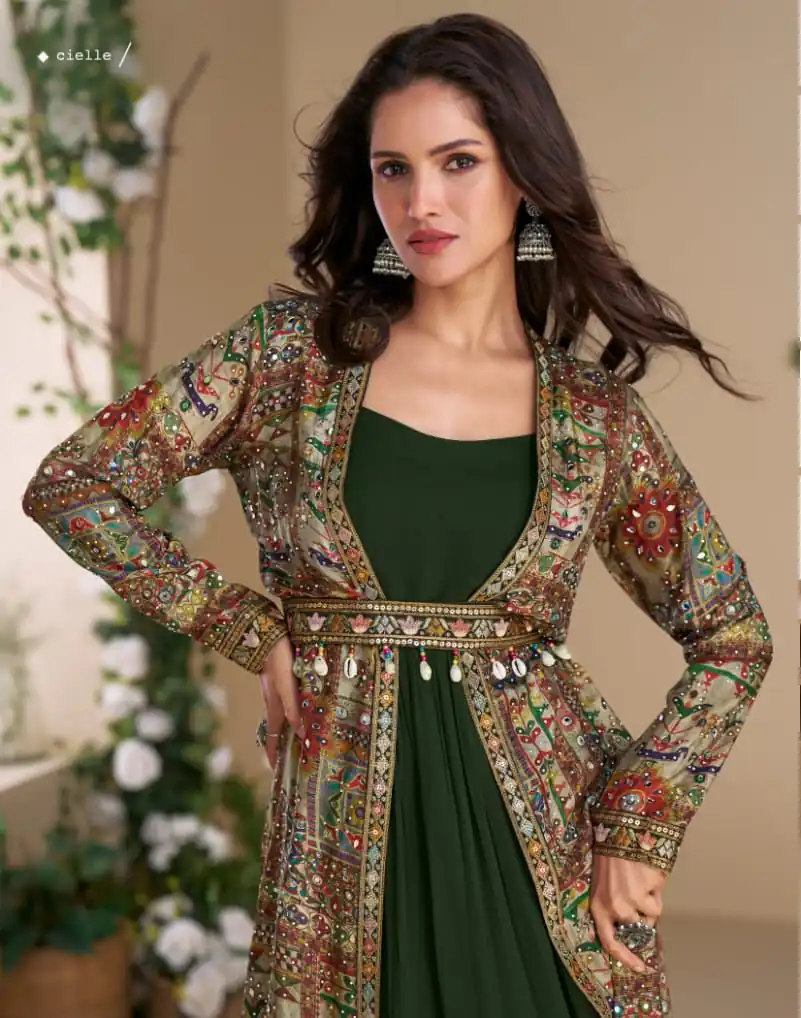 FC 5824 Green Blooming Georgette Mirror Work & Embroidery Work Kurti in . Special Price ₹2649. Delivery 4-6 Working Days. Shop now. | Kurti, Bollywood Kurti, Creative Kurtis, Designer Kurti, Party Wear Kurti, Selfie Kurti