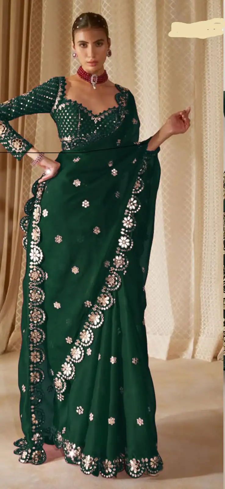 DF 3457 Green Color Georgette Sequence Original Mirror Work Saree Casual, Wedding, Festive, Events . Expected Delivery 4-6 Working Days @2099/- only | Sarees, Bollywood Sarees, Creative Sarees, Designer Sarees, Embroidered Sarees, Ethnic Saree, Modern Digital sarees, Party Wear Sarees