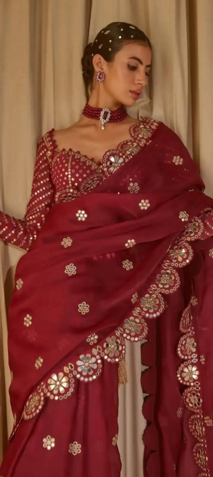 DF 3457 Maroon Color Georgette Sequence Original Mirror Work Saree Casual, Wedding, Festive, Events . Expected Delivery 4-6 Working Days @2099/- only | Sarees, Bollywood Sarees, Creative Sarees, Designer Sarees, Embroidered Sarees, Ethnic Saree, Modern Digital sarees, Party Wear Sarees