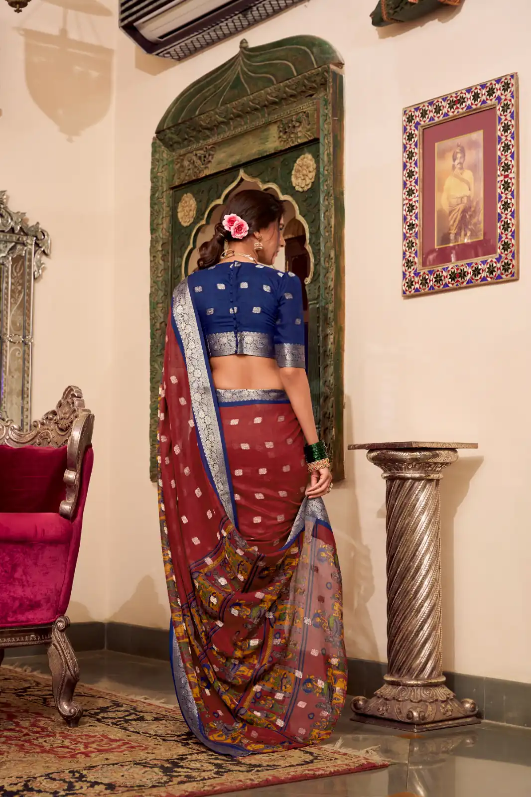 YNF 7031 Maroon Color Poly Cotton Kalamkari Print Saree Casual, Wedding, Festive, Events . Expected Delivery  4-6 Working Days @1699/- only                                                                                                                                           | Sarees, Bollywood Sarees, Creative Sarees, Designer Sarees, Embroidered Sarees, Ethnic Saree, Modern Digital sarees, Party Wear Sarees