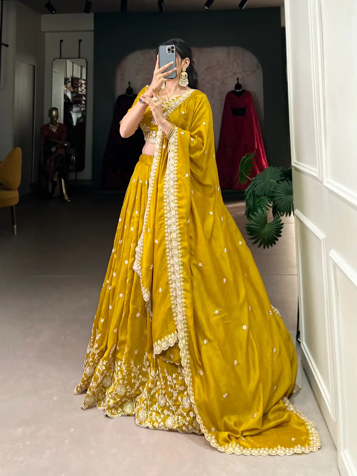 LNB 1415 Mustard Color Vichitra Silk Sequins Thread Embroidery Work Lehenga Choli Wedding, Party, Festive, Events Etc. Delivery 4-6 Working Days Rs 3199 | Lehenga, Bollywood Lehenga, Creative Lehenga, Designer Lehenga, Embroidered Lehenga, Party Wear Lehenga