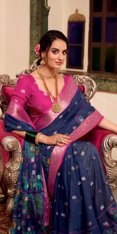 YNF 7031 Navy Blue Color Poly Cotton Kalamkari Print Saree Casual, Wedding, Festive, Events . Expected Delivery 4-6 Working Days @1699/- only | Sarees, Bollywood Sarees, Creative Sarees, Designer Sarees, Embroidered Sarees, Ethnic Saree, Modern Digital sarees, Party Wear Sarees