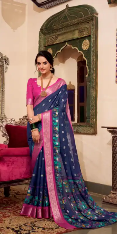 YNF 7031 Navy Blue Color Poly Cotton Kalamkari Print Saree Casual, Wedding, Festive, Events . Expected Delivery 4-6 Working Days @1699/- only | Sarees, Bollywood Sarees, Creative Sarees, Designer Sarees, Embroidered Sarees, Ethnic Saree, Modern Digital sarees, Party Wear Sarees