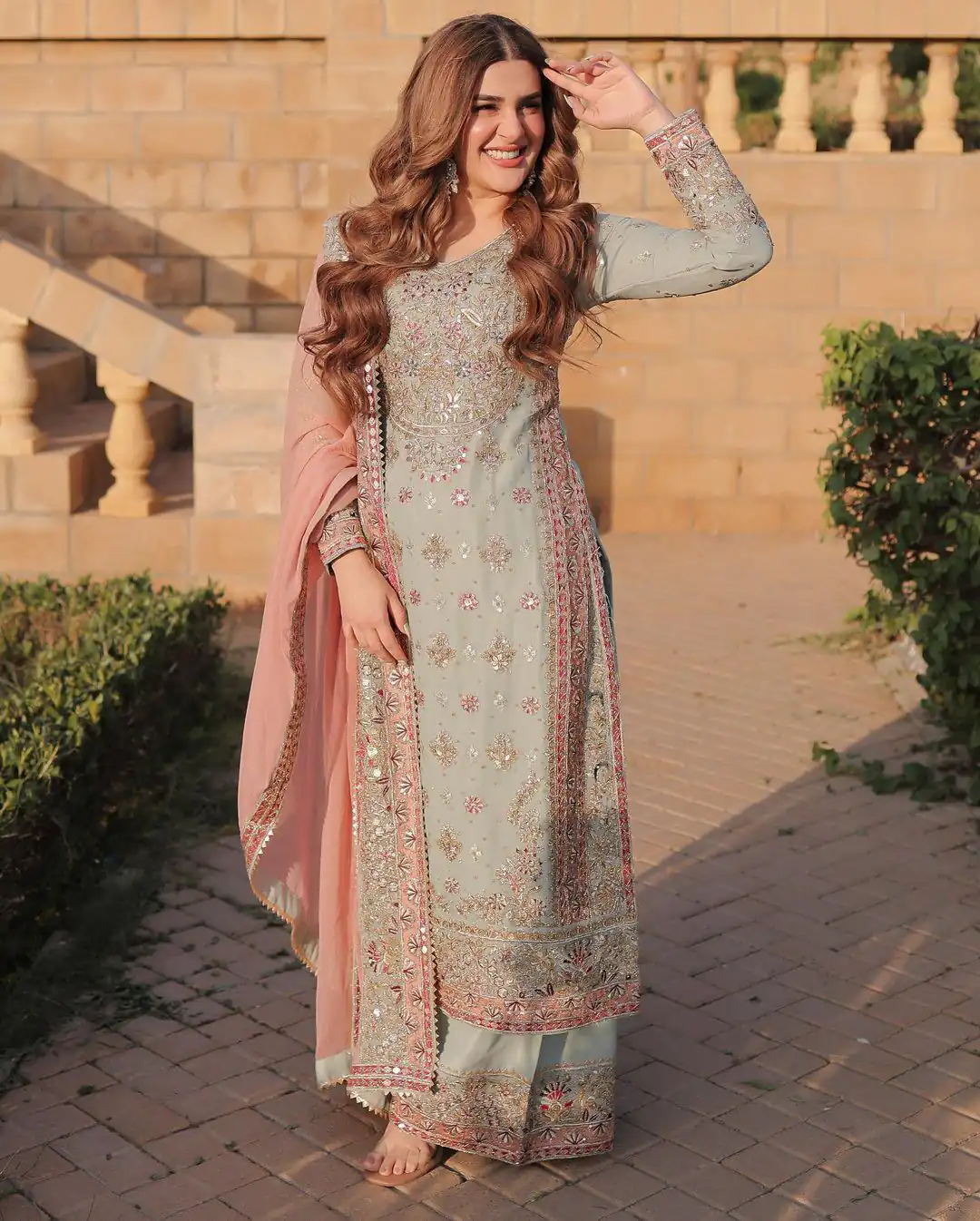 SRK 5176 Peach Faux Georgette Salwar Suit with Lace Work & Embroidery Work. Available at ₹2399 only. Delivery 4-6 Working Days. Shop now. | Jump Suits, Tops & Bottoms, Track Suits, Salwar suit, Casual Suits, Creative suits, Designer Suits, Palazzo Suits, Party Wear Suits, Patiala Suits, Straight Suits, Trendy Wear
