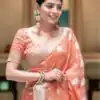 Peach Soft Lichi Silk Jacquard Work Saree