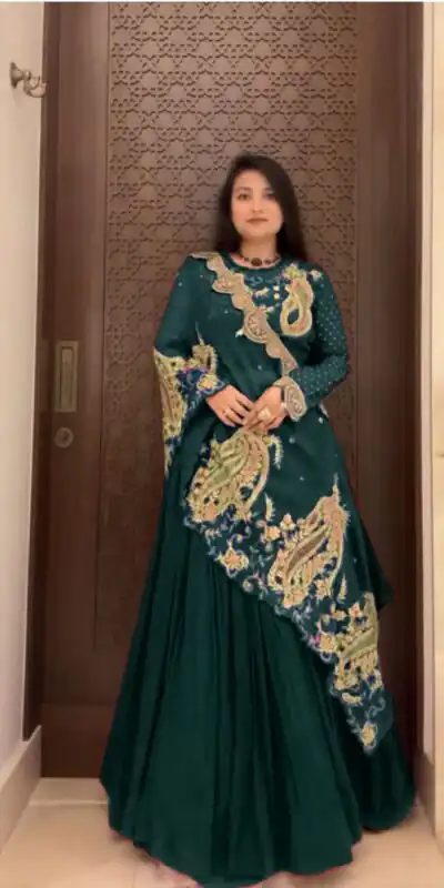 BE 400 Peacock Blue Georgette Lehenga Choli Perfect for Wedding, Party, Pooja, Cultural Events, Now at just ₹2449. Delivery 4-6 Working Days. Shop now | Lehenga, Bollywood Lehenga, Creative Lehenga, Designer Lehenga, Embroidered Lehenga, Party Wear Lehenga